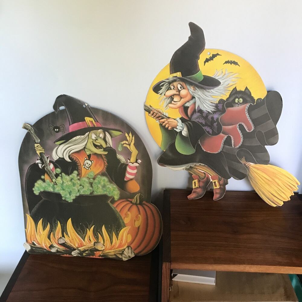Vintage 1983 Beistle Halloween WITCHES bundle, 2-sided die cut witches